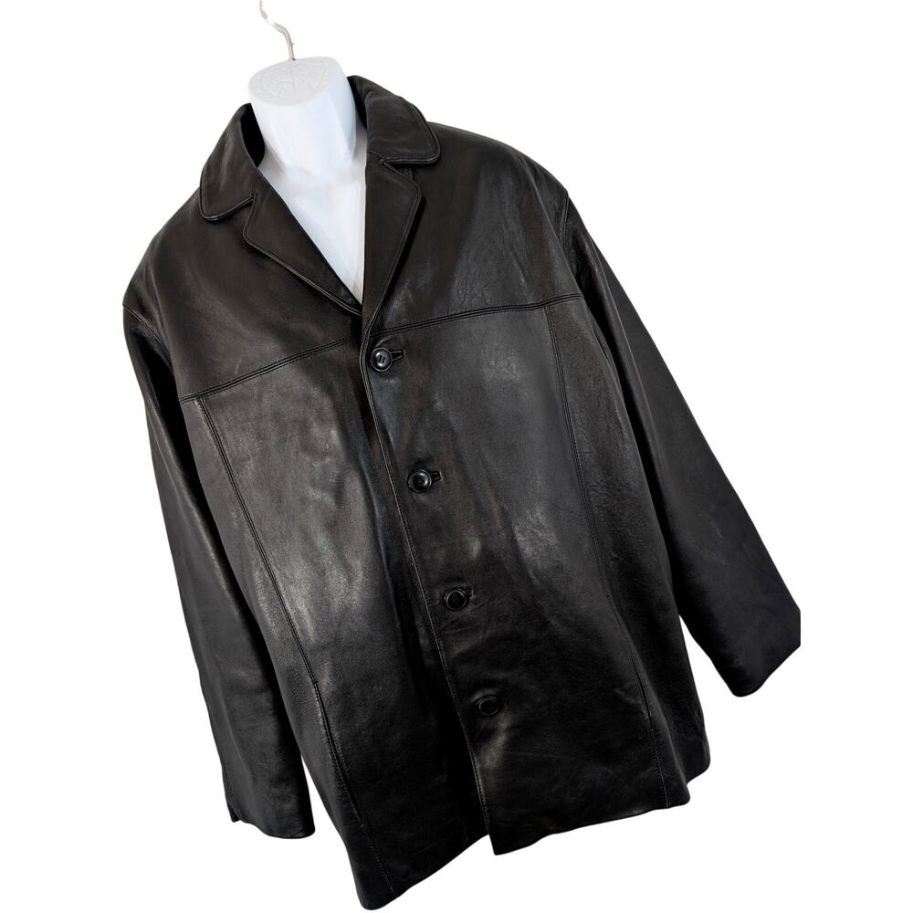 NWOT! SERGIO BENINNI! LUXE BLACK GENUINE LEATHER, ZIP OUT THERMAL LINER COAT! XL